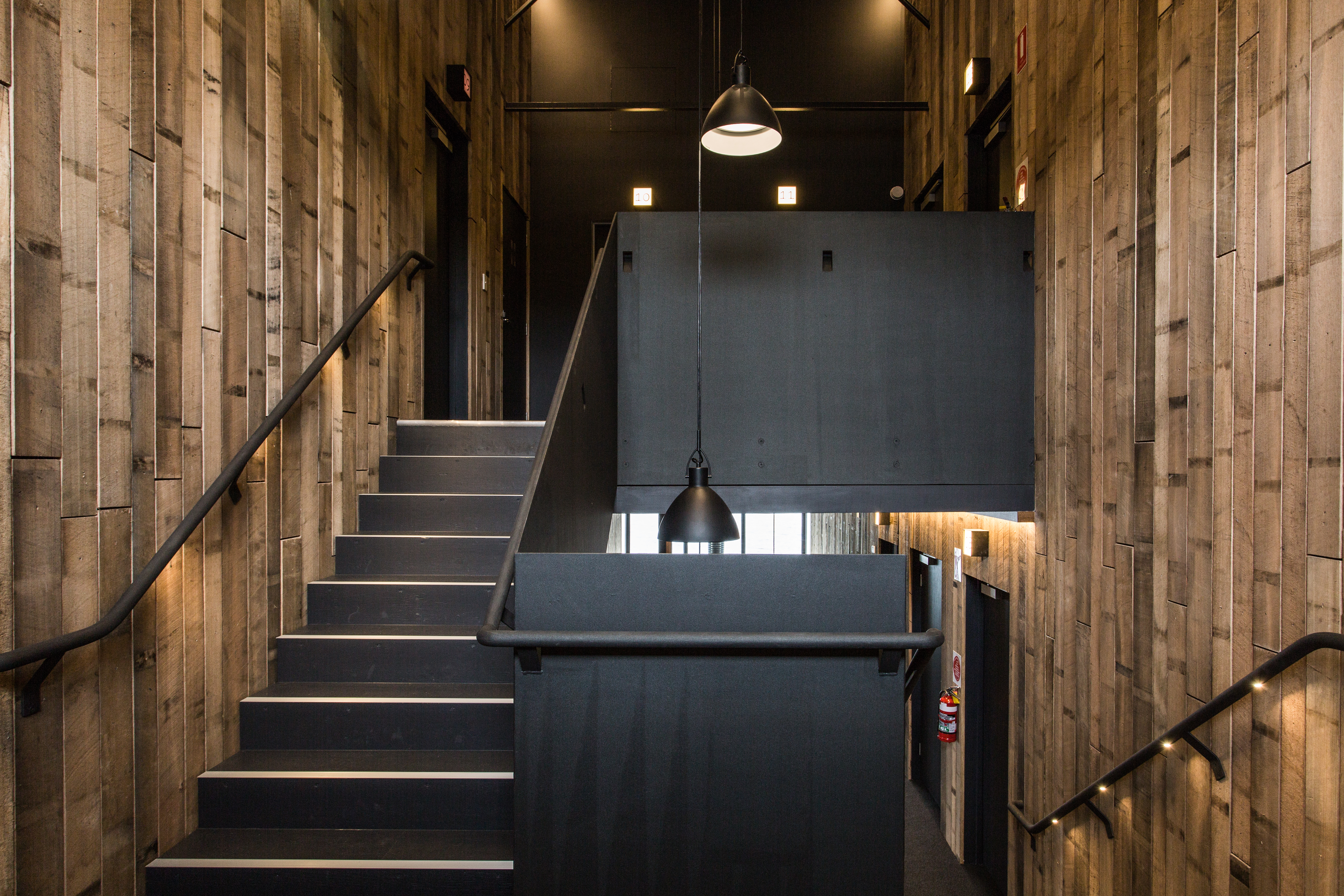 Industrial, contemporary design fills this space.